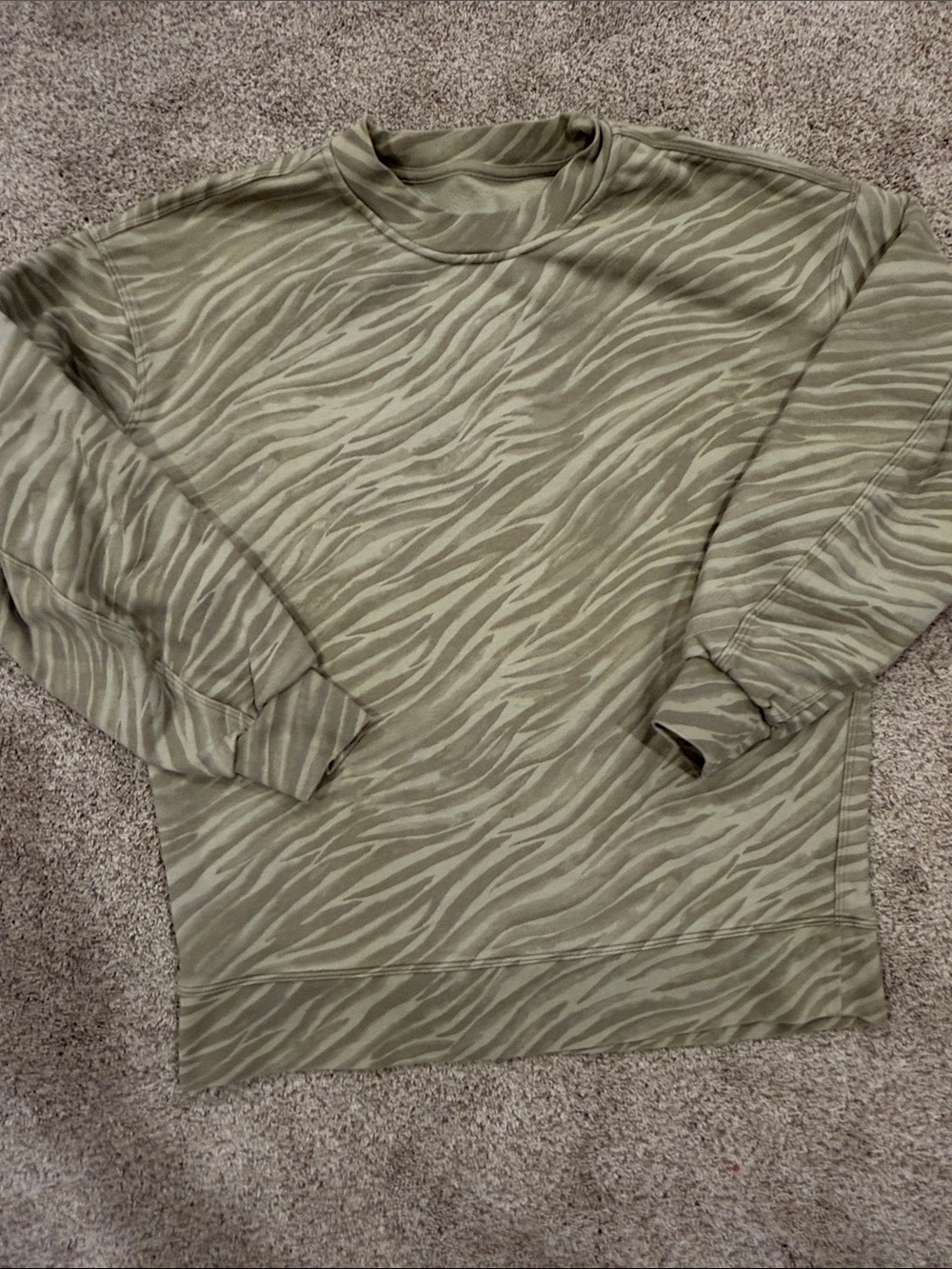 lululemon athletica Olive Zebra-Pattern Crewneck Sweater